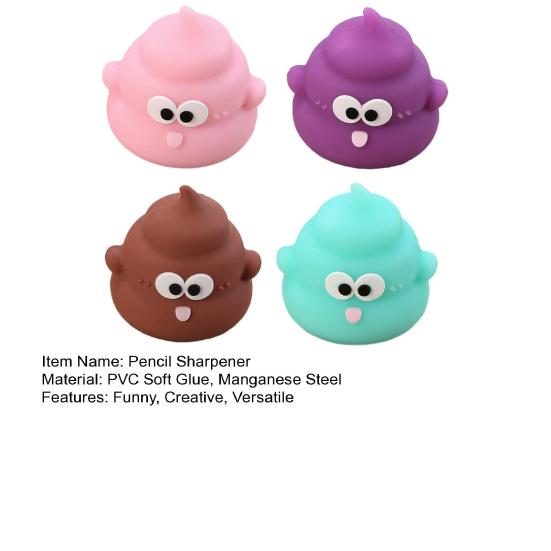 Cute Poop-Shaped Pencil Sharpener Mini PVC Sharpener with Manganese Steel Blade Portable Smooth Cutting Sharpener for Kids Students Fun Desk Decor