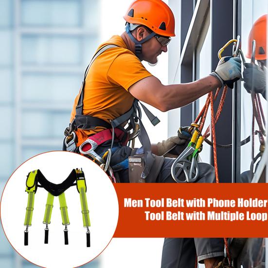 Work Tool Belt Suspenders for Construction Electrician Tool Belt with Adjustable Straps with Detachable Phone Pencil Holder Reduce Stress