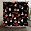 1pc Shower Curtain - Spooky Halloween Design with Ghosts, Pumpkins, and "Boo!" Text for a Festive Bathroom Waterproof