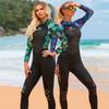 Womens 3mm Neoprene Long Sleeves Wetsuit One-piece Diving Suit Back Zip for Scuba Diving Snorkeling Surfing Swim Spearfishing