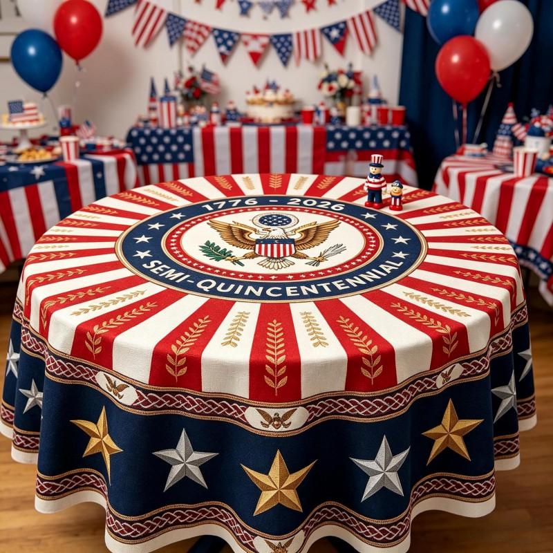 Amerikanischer Unabhängigkeitstag Tischdecke Dekorativer Stern Picknick Esstischbezug 4. Juli Party