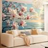 1pc Tranquil Beach Blooming Magnolia Tree Tapestry - Polyester Fabric, Machine Washable, Suitable for Bedroom Living Room