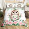 Owl Duvet Cover Set 3D Boho Owl Bedding Set Boho Exotic Style Comforter Cover Moon Safari Bird Animal Print Quilt Cover Queen