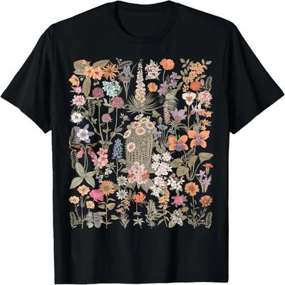 Women Boho Botanical Flower Wildflower Summer Floral Graphic T-Shirt