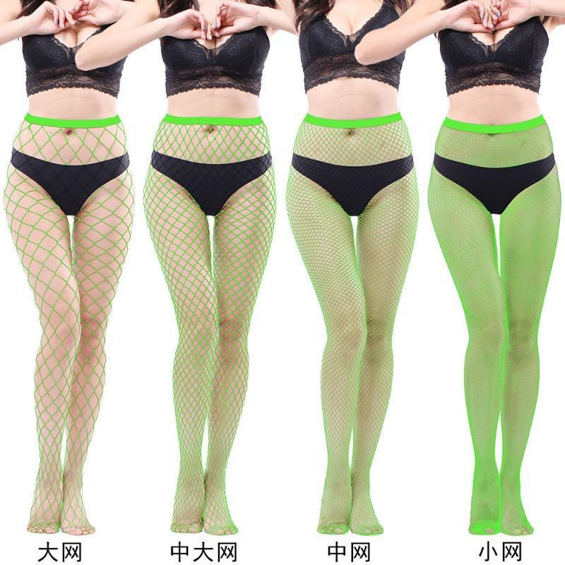 Women Sexy Solid Hollow Out Lace Plus Size Fishnet Long Pantyhose