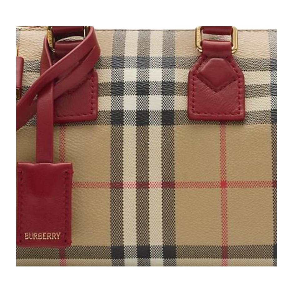 Burberry Borsa da Bowling Mini a Blocchi di Colore Borsa a Mano da Donna Archive-Beige Gem-Red 81162801