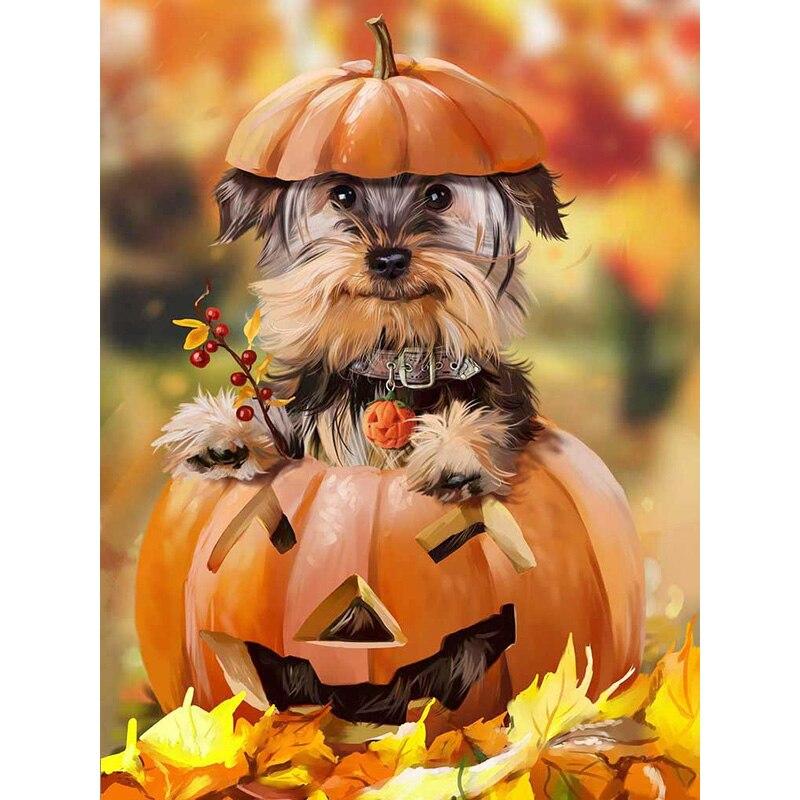 New 5D DIY Diamond Painting Dog Diamond Embroidery Animal Cross Stitch Full Round Drill Home Decor Manual Halloween Gift