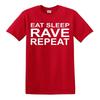 EAT SLEEP RAVE REPEAT Maglietta S5XL Techno Anni '80 '90 Festival Musica Danza Acid Top