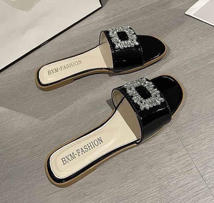 Summer Slippers for Women Flip Flops Flats New Pleated Korean Slippers Women Sandals Green Slip on Shoes Big Size 36-43