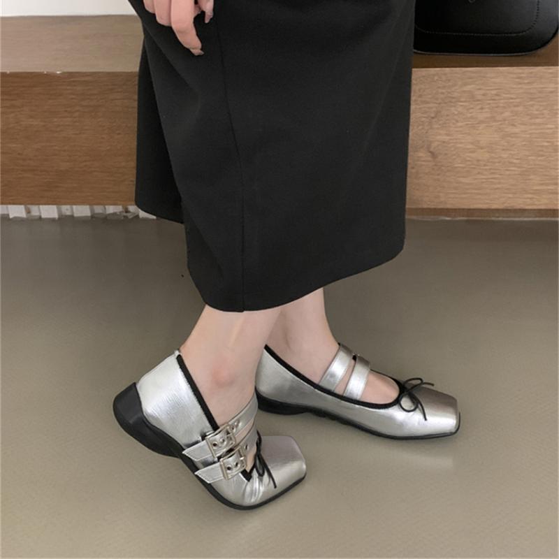 Fashion 2024 Women Flat Bow-knot Shoes Fashion Split Toe Flat Heel Loafer Shoes Shallow Soft Leather Casual Outdoor Mary Jane Shoes