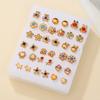 Popular 18 Pairs of Small Stud Earrings, Geometric Multi-pattern Cartoon Versatile Alloy Earrings