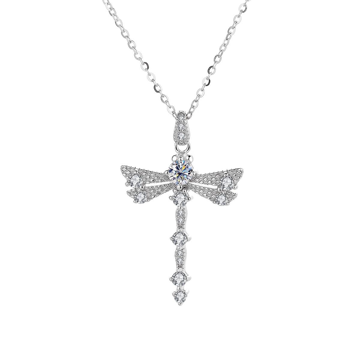 0.3ct Moissanite Tennis Necklace for Woman Wedding Jewely with Certificate 925 Sterling Sliver Plated 18k White Gold Necklace Moissanite