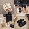Thick-bottomed fluffy slippers for women's outer wear 2025 new fashion buckle with velvet one-word drag ins thermal cotton slippers
