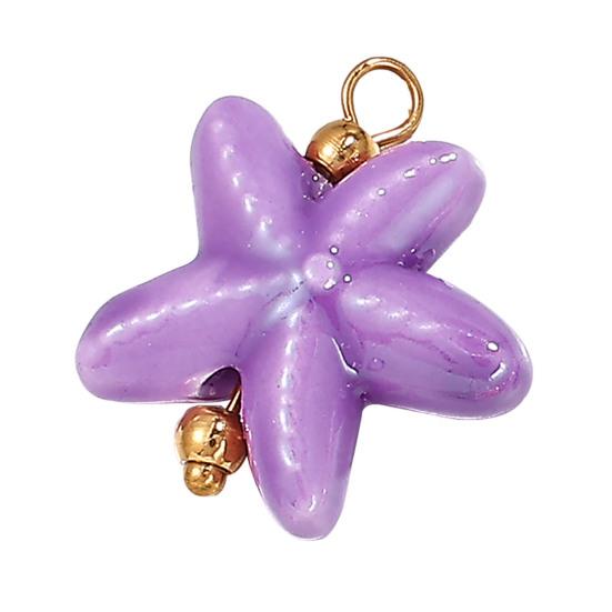 Handmade Ceramic Necklace Pendant, Star Fish Flower Charms with Golden Plated Findings, Ocean Theme Charms for DIY Earring Bracelet Jewelry Making