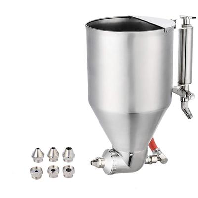 Yi Teng Druckbecher-Spritzpistole, Edelstahl, 6 Düsen, Düsendurchmesser: 4/6/8mm, 3,5L Fassungsvermögen, Geeignet für Kieselgurfarbe/Echtstein