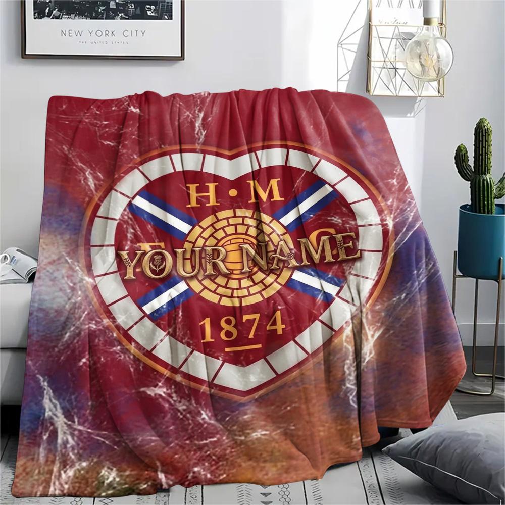 1PC Heart Football Custom Name Patterned Flannel Blanket Suitable For All Seasons For Home Decor Warmth And Comfort Gifts Holiday Present