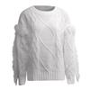 Women's Sweater Casual Round Neck Knit Solid Color Long-sleeved Tassel Pullover
