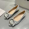 2024 New Spring and Summer Pointed Toe Comfortable Casual Flat Shoes Metal Decoration Shallow Mouth Breathable Women's Shoes