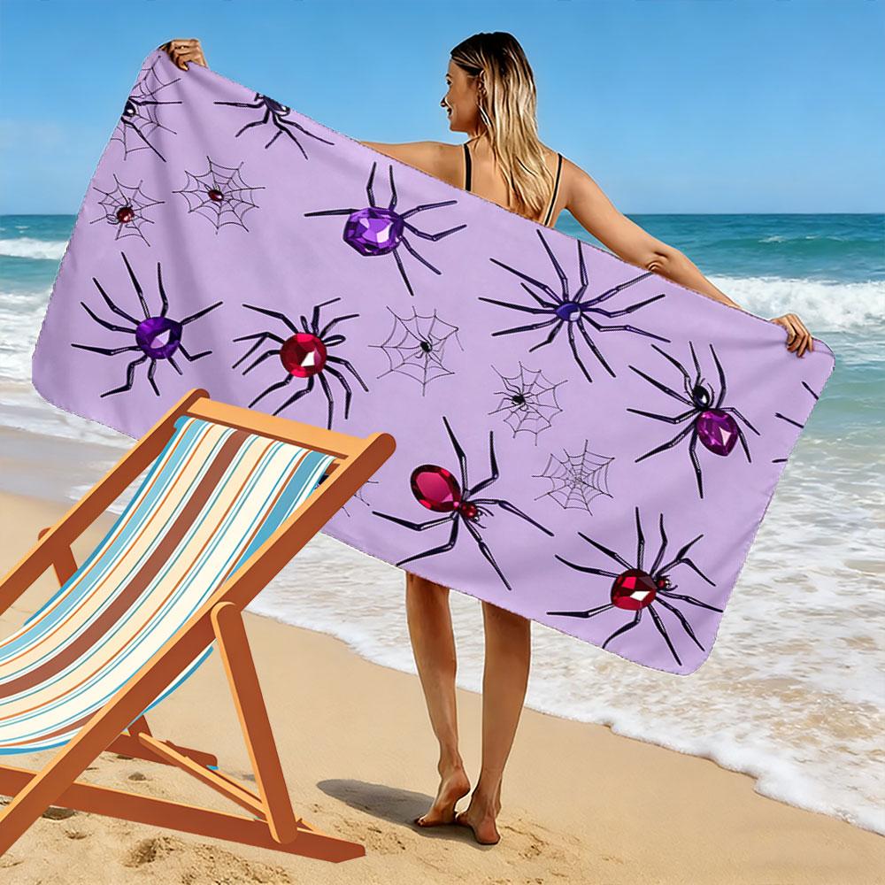 Glistening Gem-like Spiders. Print Beach Towel, Quick Drying, Suitable for Travel, Outdoor Sports, Jogging, the Beach and Swimming, Gift