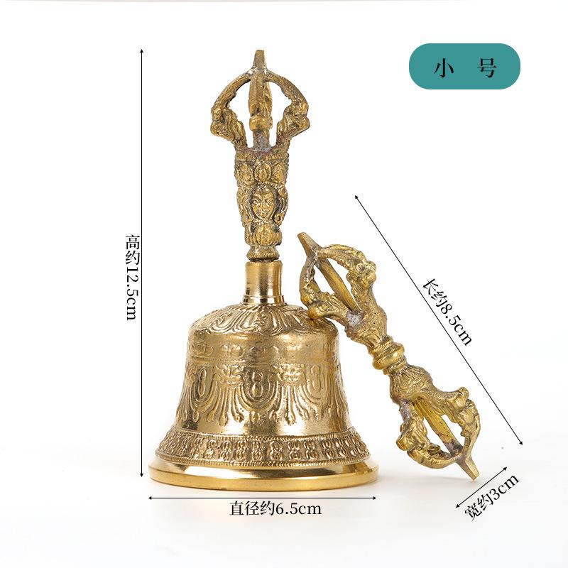 Nepal Bell Vajra Set Handmade Brass Five Spoke Buddhist Bell Decor Copper Ornament