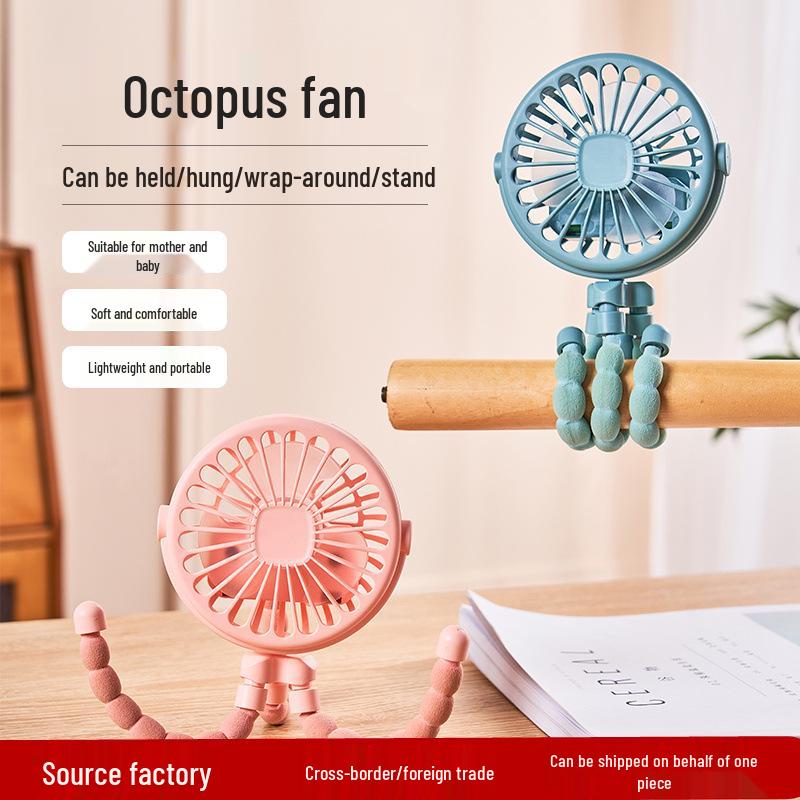 Portable Multi-functional USB Mini Fan for Baby Strollers USB Charging синий