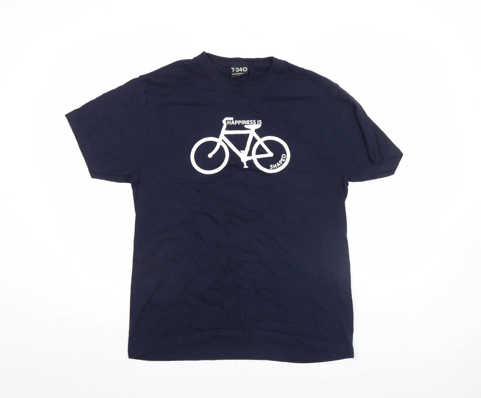 

T-34 Unisex Blue Cycling Graphic Cotton T-Shirt M M