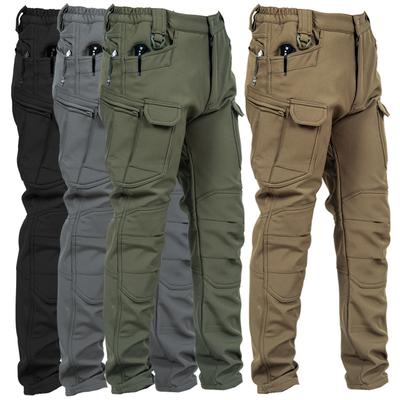 Herren Winterhose Wasserabweisend Fleecegefüttert Snowboard Softshell Taktische Hose mit Mehreren Taschen Outdoor Arbeitshose