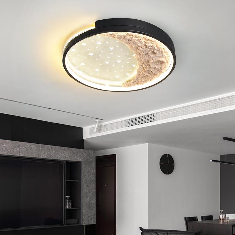 Modern minimalist moon circular ceiling light Nordic creative bedroom study LED ceiling light home decoration lighting fixtures