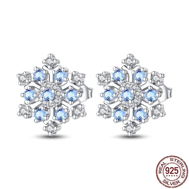 100 % echte 925 Silber Ohrringe Schneeflocke Zirkon Herzform Gold Roségold Zirkon Schmuck funkelnden Creolen Anhänger