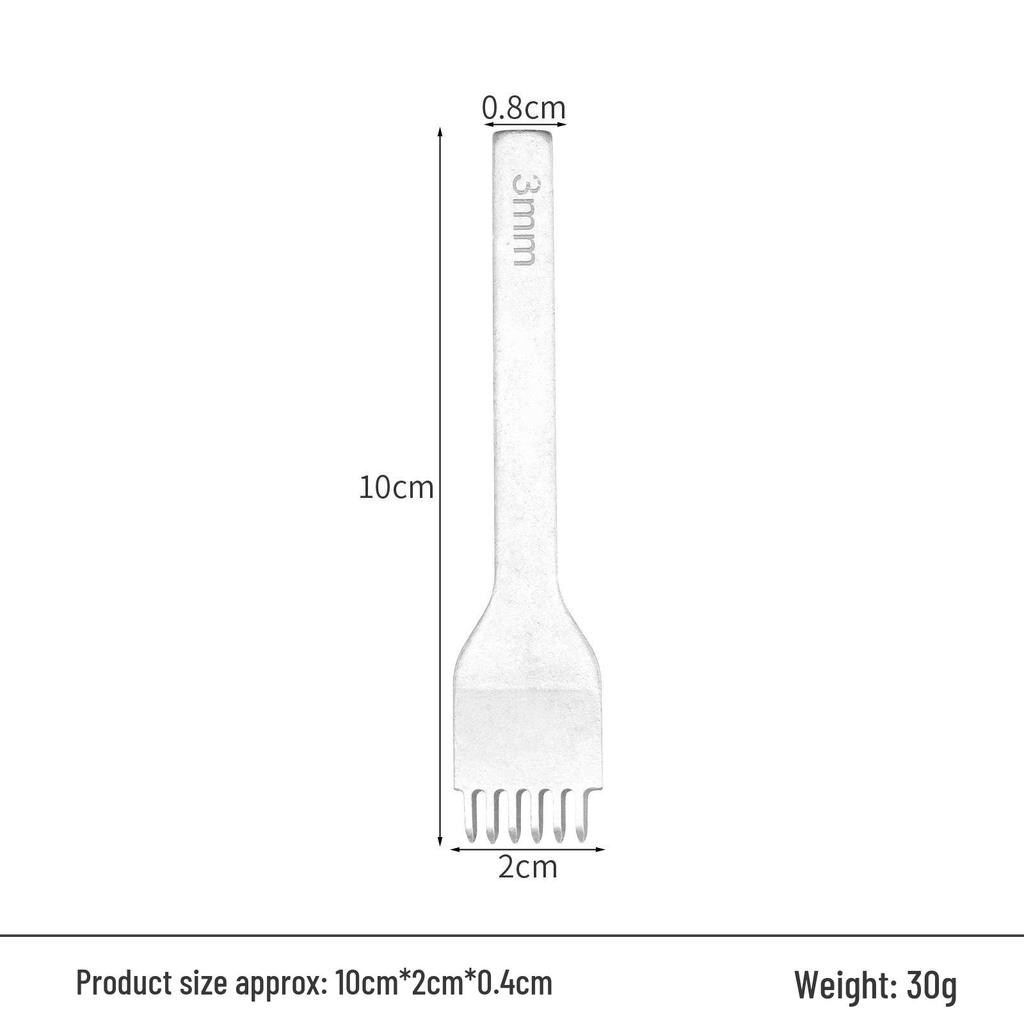 White Steel Diamond Awl 3-4-5-6mm Handmade Leather Hole Punch Tool for DIY Leather Craft and Hand Sewing