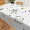 Weißgold Weihnachts-Tischdecke Schneeflocke Rentier Weihnachtsbaum Muster Wasserdichte Tischabdeckung Feiertagsessen Festliche Tischdeko