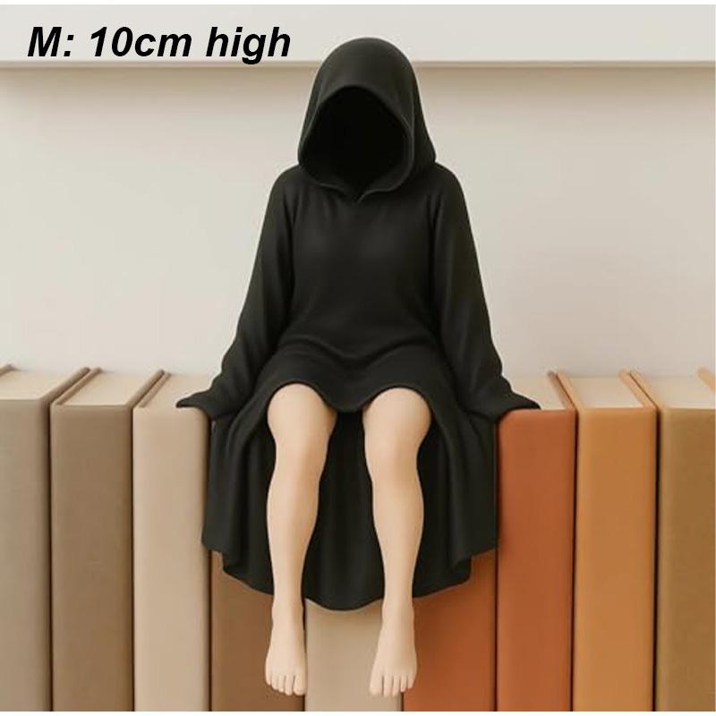8/10/15Cm Mysterious Statue Bookshelf Decor Gothic Black Robe Queen Figure Desktop Ornament 3D Spooky Bookshelf Sculpture Gift