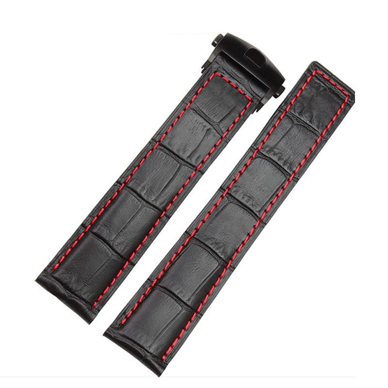 Genuine Leather Bracelet 19mm 20mm 22m for Tag Heuer Watchband Men Wristwatches Band Accessories Fold Buckle Leather Watch Strap