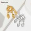 18K Gold Plated Brass Hollow Out Charms Pendants,Inlaid Zircon Leaf Pendant For DIY Neckalce Earrings Making Findings