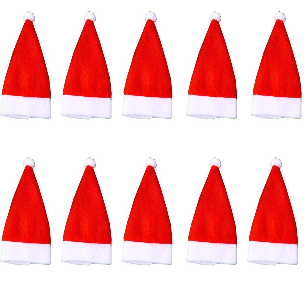 

10Pcs Reusable Christmas Wine Bottle Covers Cartoon Christmas Hat Fork Cutlery Bag New Year красный