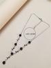 1pc Black Rose Flower & Leaf Shaped Black Gemstone Necklace, Suitable For Women's Daily Wear Valentines,Mom,Mother,Mother's Day,Gift