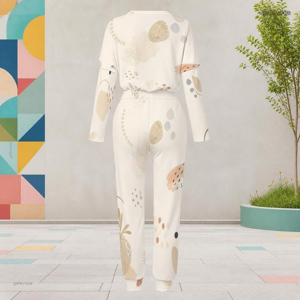 Women Plus Size Round Neck Long Sleeve Red White Plaid Printed Pocketed Cuffed Top Cuffed Pants Two Piece Set