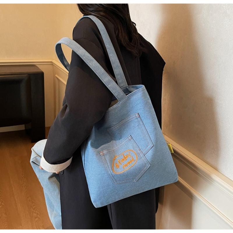 New Canvas Bag Large Capacity Student Commuting Shoulder Tote Bag Cute Print Small Fresh Student