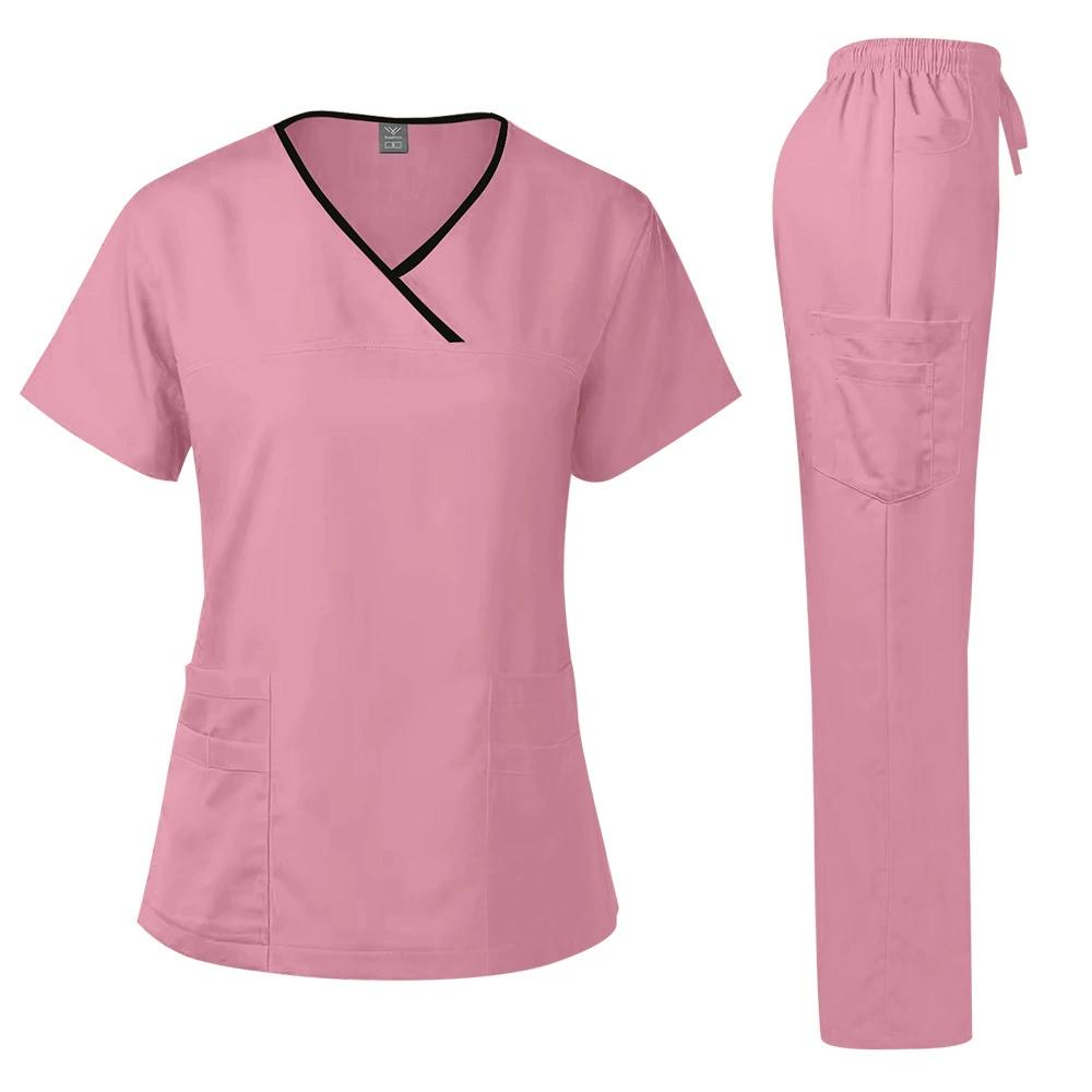 Uniform Pielęgniarki Medyczny Piękno SPA Uniforma Stomatologiczna Scrub Zestaw Scrubów Pielęgniarskich Opieka Zdrowotna Damski Strój Chirurgiczny Góra+Spodnie Garnitur Hurtownia
