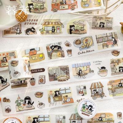 Dämmerungs-Katzenkaffee-Serie: Süße Katzen-Illustration Stanz-Washi-Tape