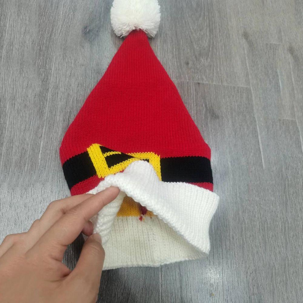 Dress Up Christmas Hat Red Knitted Santa Claus Cap Knit Christmas Beanie Outdoor