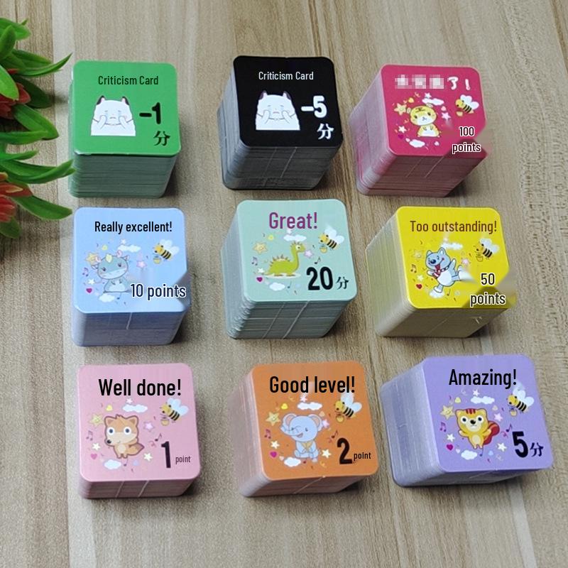 Creative Cartoon Reward Coins & Point Cards for Students (3-5cm) 50 Points