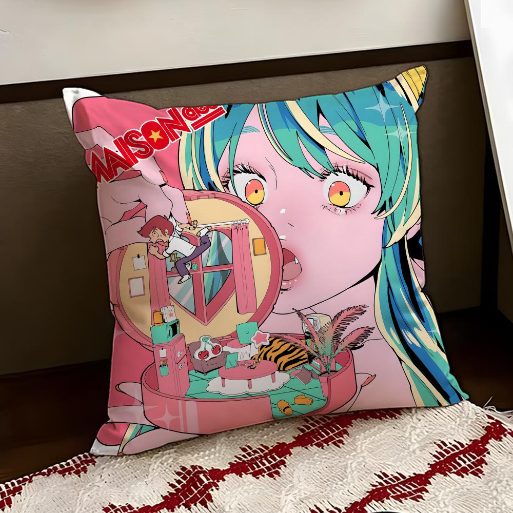 Anime UUrusei YYatsura Cushion Cover Reversible Soft Durable Pillow Cover Home  Car MultiScene Use for Daily Comfort