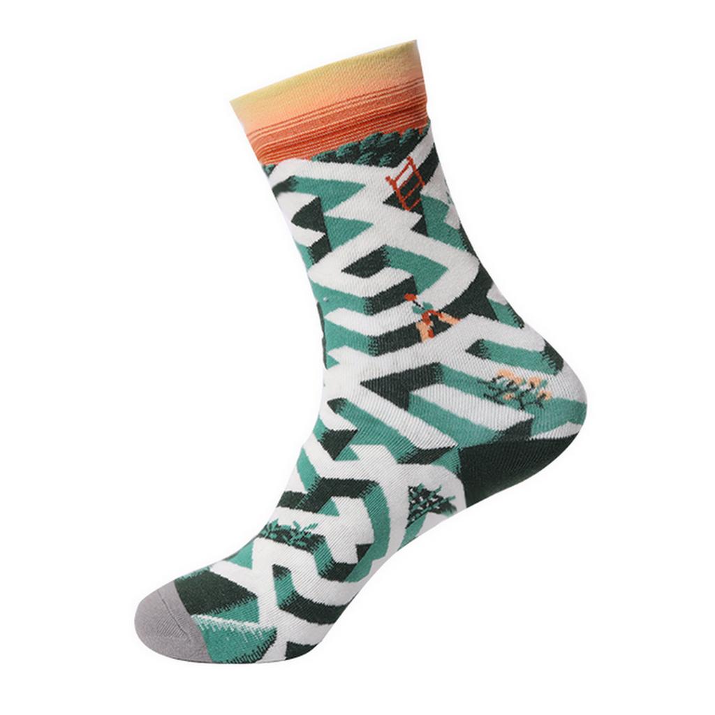 Hot Selling Colorful Funny Novelty Socks Men Women's Art Painting Printing Crew Socks Autumn and Winter Cotton Sports Socks