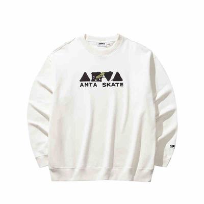 Anta Lifestyle Serie National Trend Print Lässiges Sweatshirt mit entspanntem Rundhalsausschnitt und langen Ärmeln für Herren Elfenbein 152448713N-1