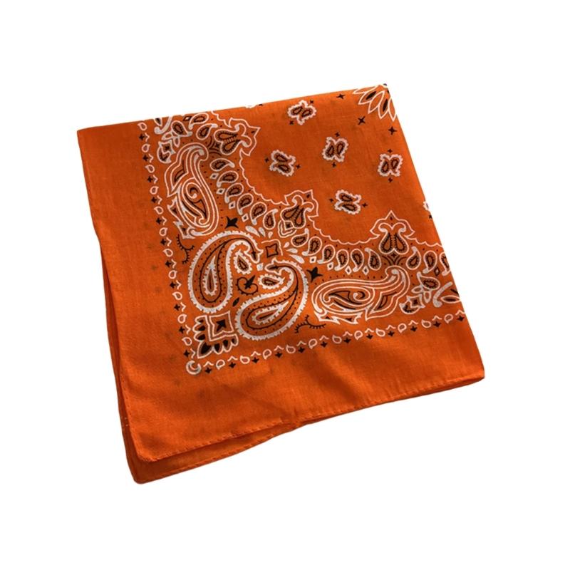 Square Cotton Cashew Flower Print Bandana Unisex Head Wrap Decorative Head Scarf For HipHop Dancing and Street Wear