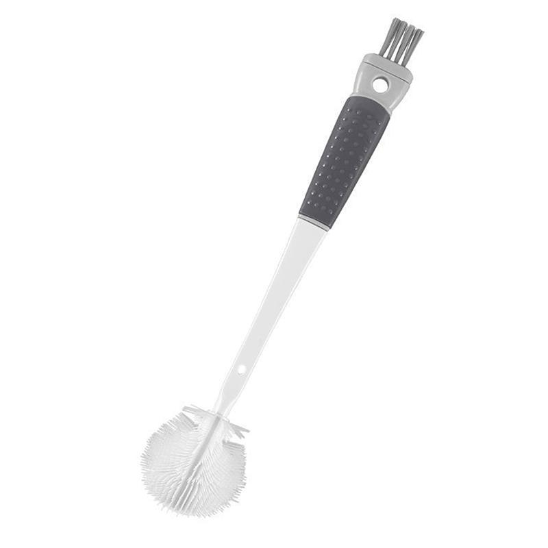 

Щетка для чистки бутылок с водой 5 в 1, силиконовая съемная щетка с длинной ручкой, щетка для чистки бутылок с молоком, чайника, бокалов, кухонный инструмент серый