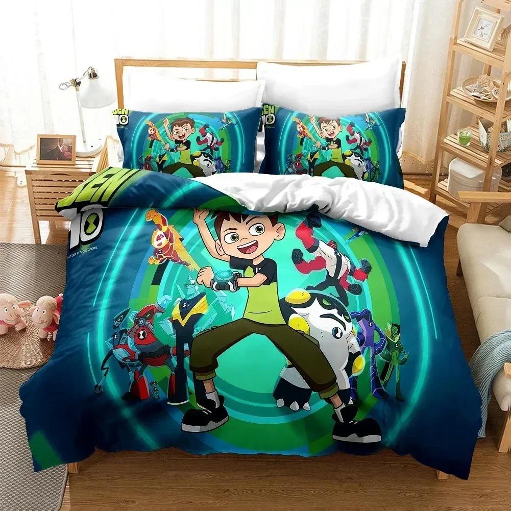 3D Cartoon Ben10 Duvet Cover with Pillow Cover Bedding Set Printed Bed Set With Pillowcase Soft Queen King Size Bedclothes Home