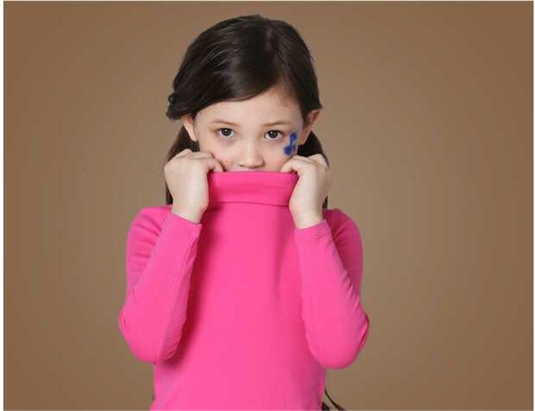 Camiseta Interior Básica de Algodón Puro de Manga Larga y Cuello Alto para Niñas Otoño/Invierno 2025