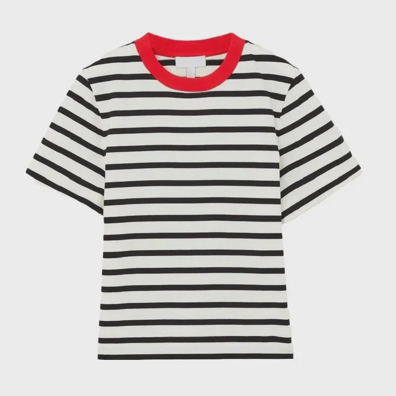 Koszulka damska COS Style z blokami kolorów, z okrągłym dekoltem i krótkim rękawem - Wiosna 2024